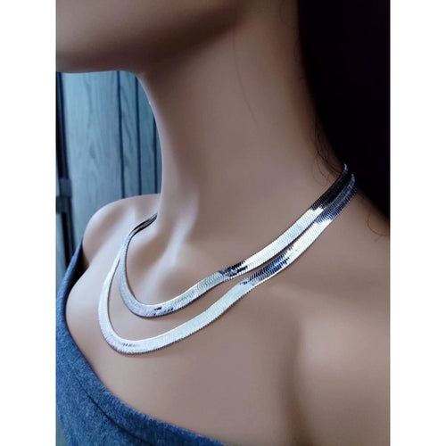 Unisex visgraatketting - 7 mm breed - Goud Vermeil en Sterling zilver