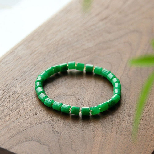 Minimalistische levendige groene jade kralenarmband - AAAA-kwaliteit