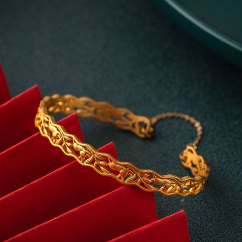 Traditioneel Chinees uniek ontwerp Konijnenarmband - Goud vermeil