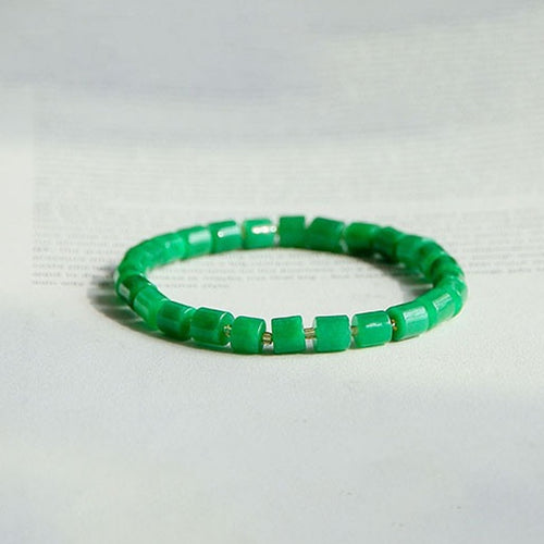 Minimalistische levendige groene jade kralenarmband - AAAA-kwaliteit