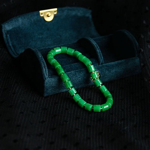 Minimalistische levendige groene jade kralenarmband - AAAA-kwaliteit