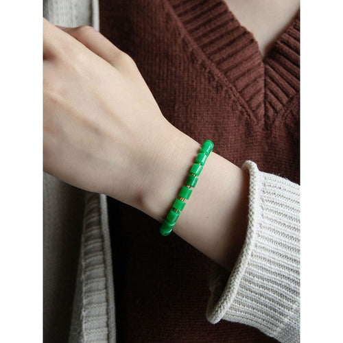 Minimalistische levendige groene jade kralenarmband - AAAA-kwaliteit