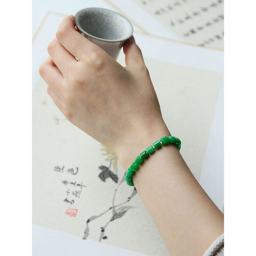 Minimalistische levendige groene jade kralenarmband - AAAA-kwaliteit