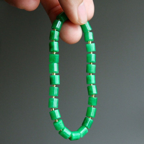 Minimalistische levendige groene jade kralenarmband - AAAA-kwaliteit