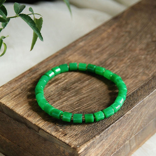 Minimalistische levendige groene jade kralenarmband - AAAA-kwaliteit