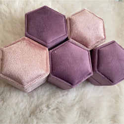 Vintage geïnspireerde Hexagon fluwelen trouwring box-pinky kleuren