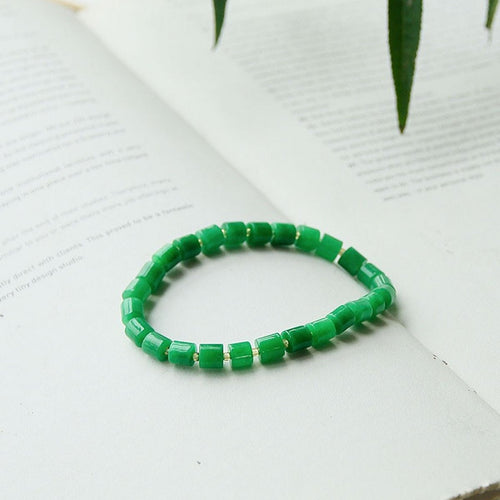 Minimalistische levendige groene jade kralenarmband - AAAA-kwaliteit